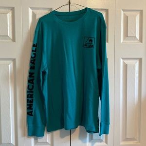 AEO Long Sleeve Tee Blue/Green, Size XL